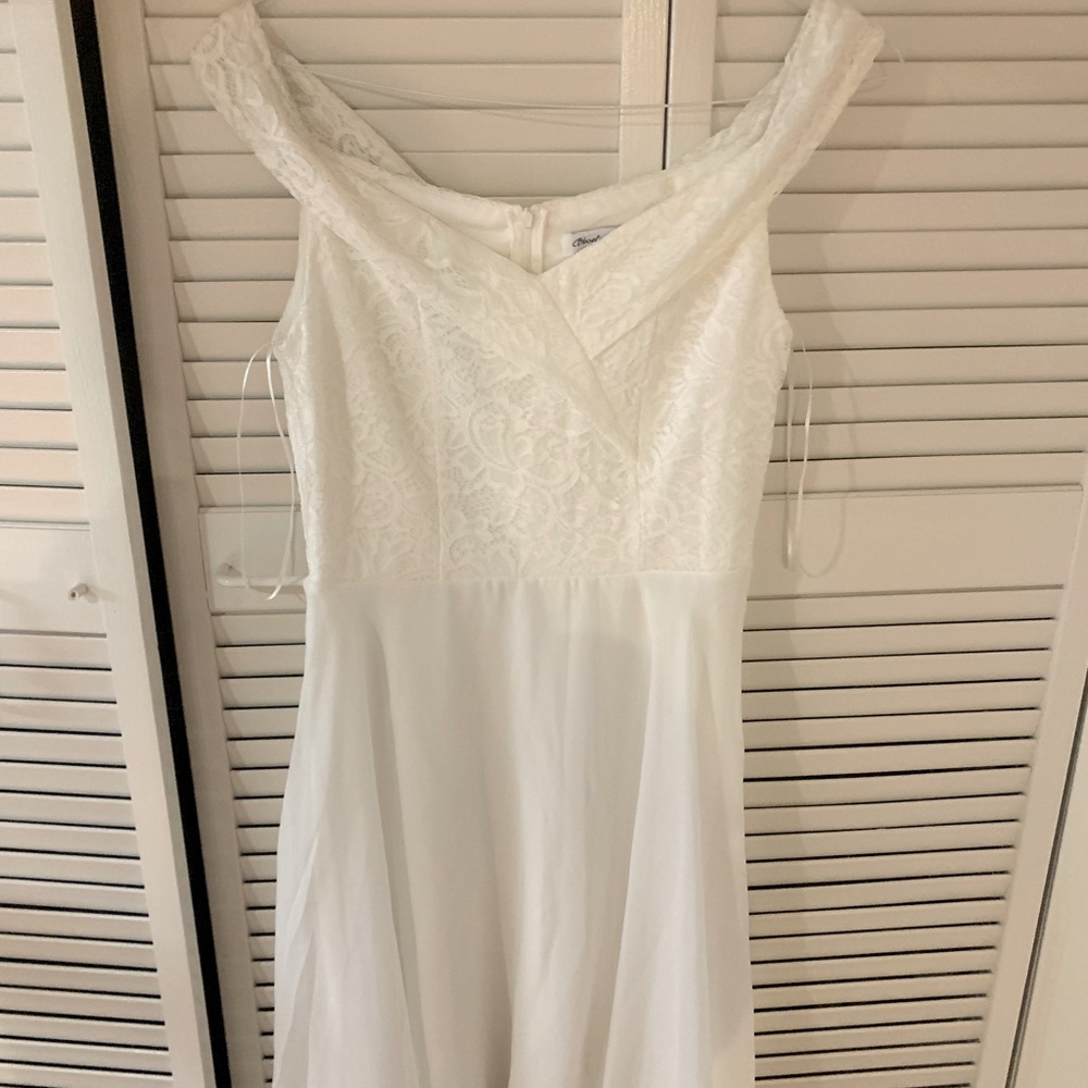 White bridal lace and satin dress